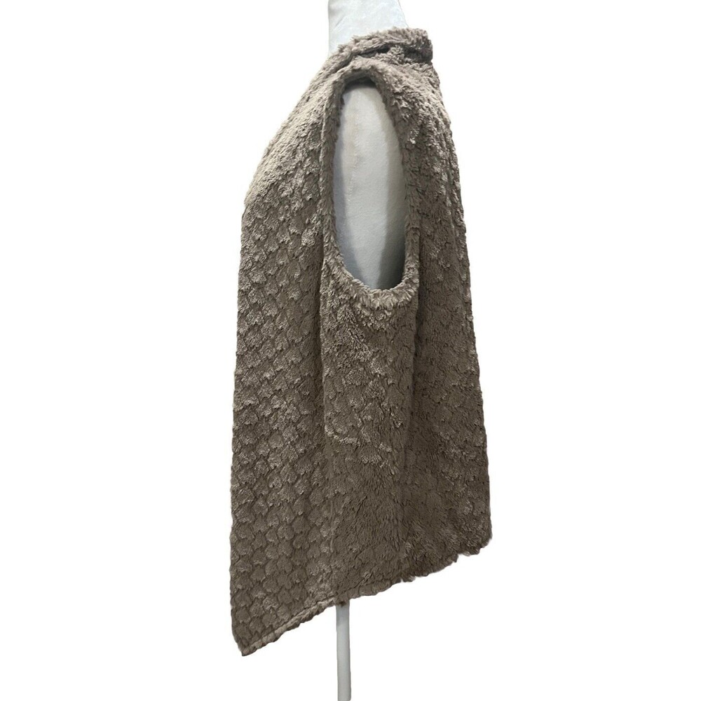 Esley Taupe Fuzzy Faux Fur Open Front Vest Women's Size M Flowy Western Boho - Picture 2 of 9